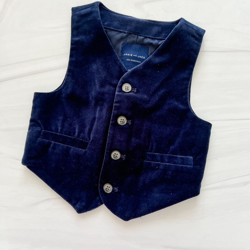 NWT! Janie and Jack Navy Velvet Vest